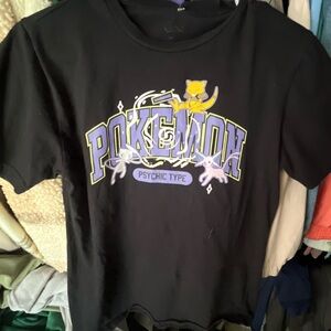 Pokemon Black Tee with Mewtwo and Mew Design